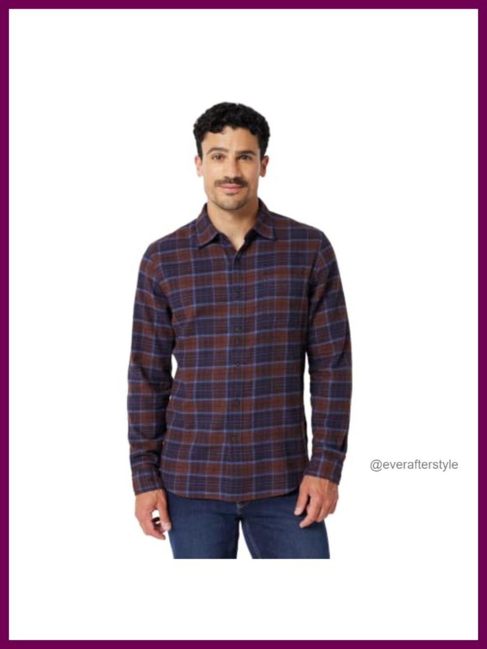 Men's Slim Fit Long Sleeve Plaid Flannel Button Down Shirt
